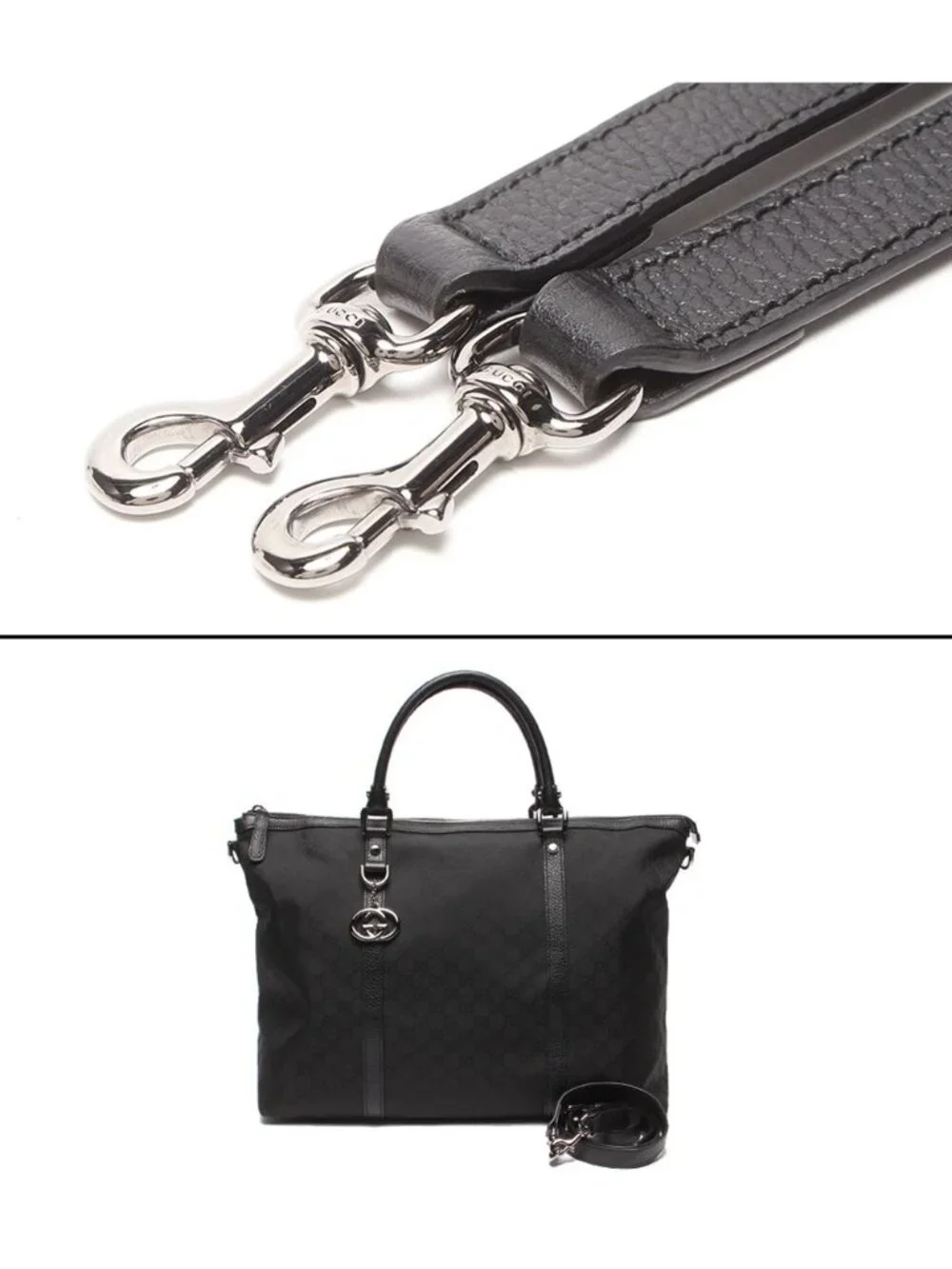 Gucci 2-Way Tote Shoulder Bag Crossbody GG Nylon